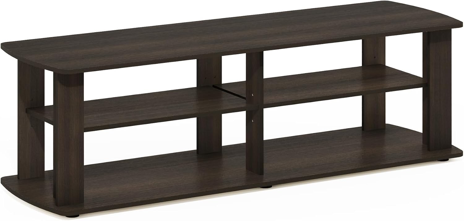 Pemberly Row Wood Entertainment Center TV Stand, 43.3 in Wide, Dark Brown Finish, Fits TVs Up to 50 Inches, Composite Wood Construction, Stylish Design for Living Room Storage