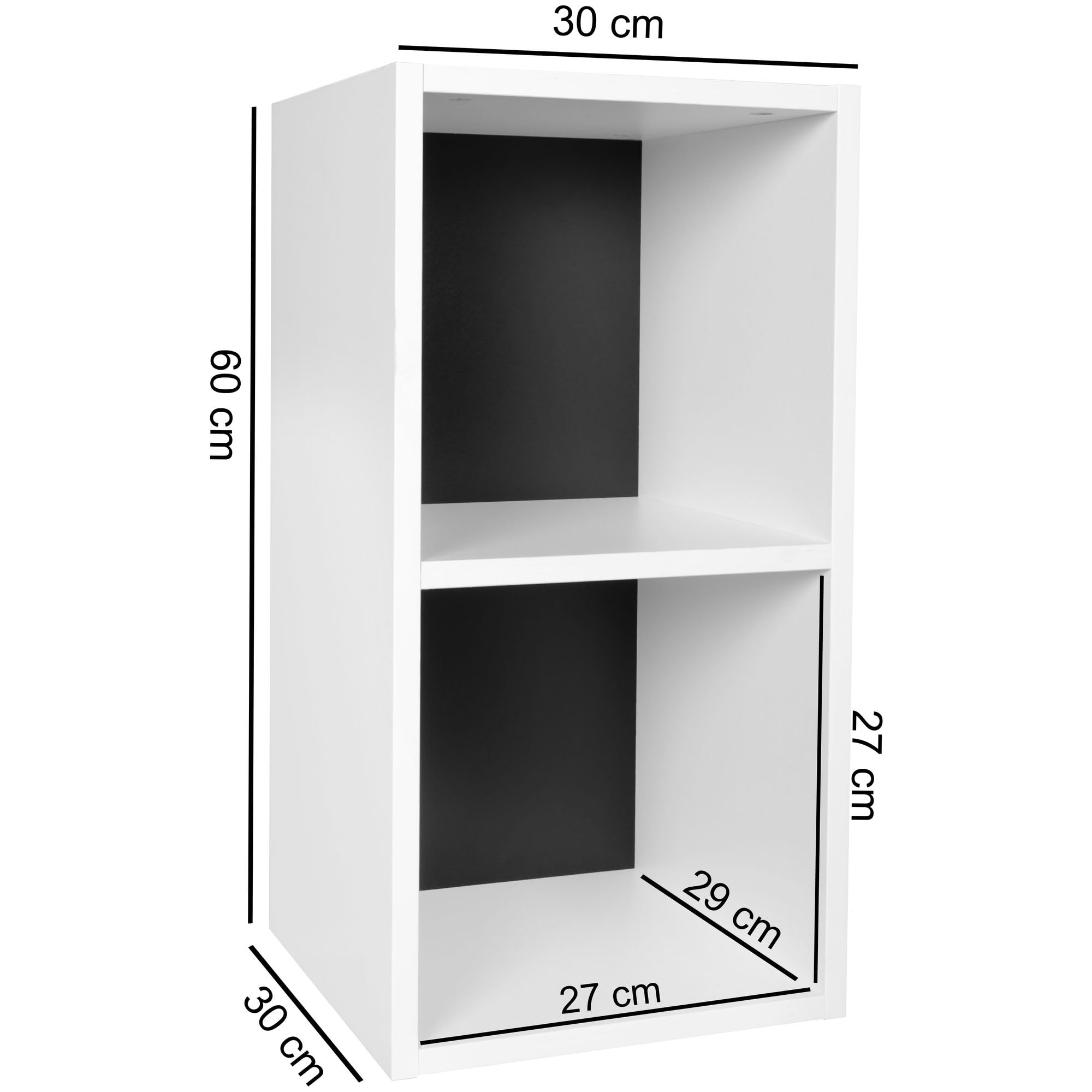 FineBuy Regał Stojący 30x30x60 cm Czarny, Regał Książki Wąski 2 Przegrodami | mały regał do książki i dekoracje, regał na drobiazgi do salon, łazienka i przedpokój, wolnostojący