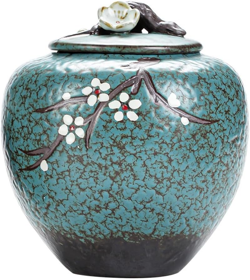 SONGCHAO Sugar Jar Household Tea Cans, Craft Decorations, Green and Black Ceramic Storage, Sealed Tea Canister