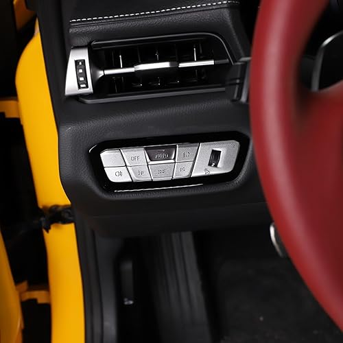 Miniatura 3 de Daeiclru Cubierta de panel de interruptor de faros compatible con Toyota Supra GR A90 A91 MK5 2019-2022, calcomanía de aleación para botón de