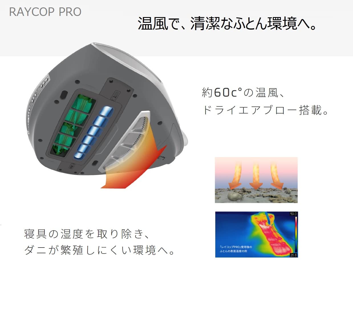 raycop PRO レイコッププロ RS3-100 ふとんクリーナー本体 Amazon | レイコップ 温風機能搭載 UV 布団クリーナー RAYCOP プロ