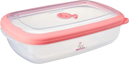 Pote Plástico Retangular de 2,4L,Polipropileno e Elastômero TPE, Cor Transparente/Açaí, Linha Flor, Sanremo