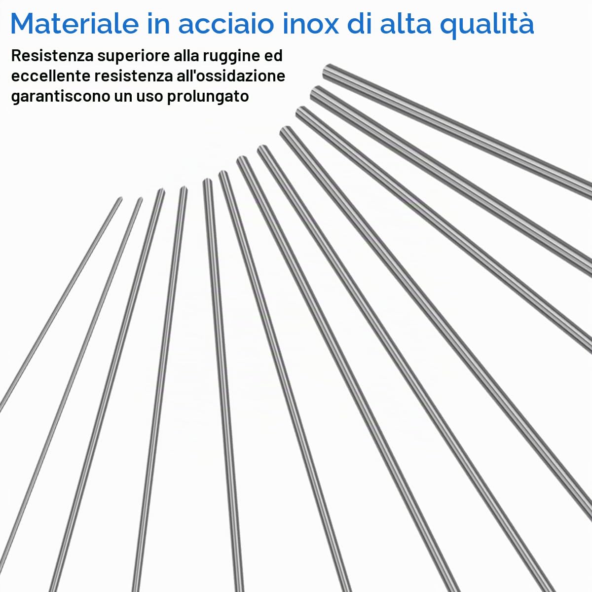 Aste Rotonde Acciaio Inox 304, 6 Misure 1-4 mm x 100 mm, Asta Rotonda in Acciaio Inossidabile
