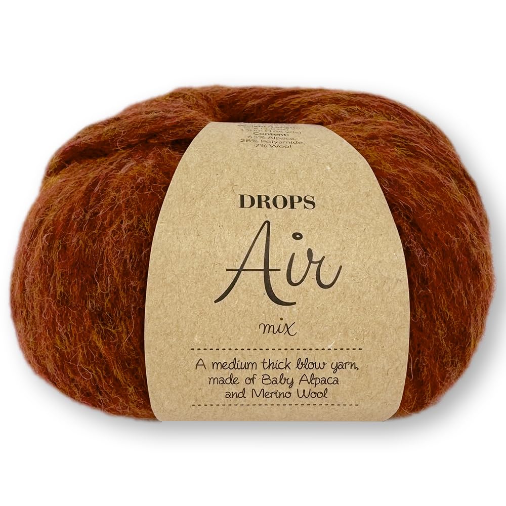 Frida's Wollhaus Drops 50 g Air Knitting Crochet Alpaca Virgin Wool Alpaca Super Soft 50 Colours (13 | Orange Mix)