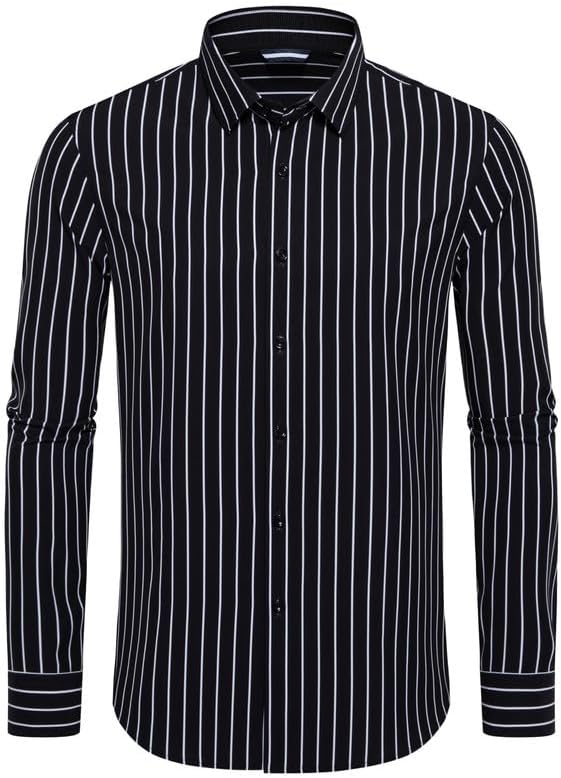 EOUOSS Mens Dress Shirts Stretch Long Sleeve Button Down Shirts Print Regular Fit Casual Busines Shirt