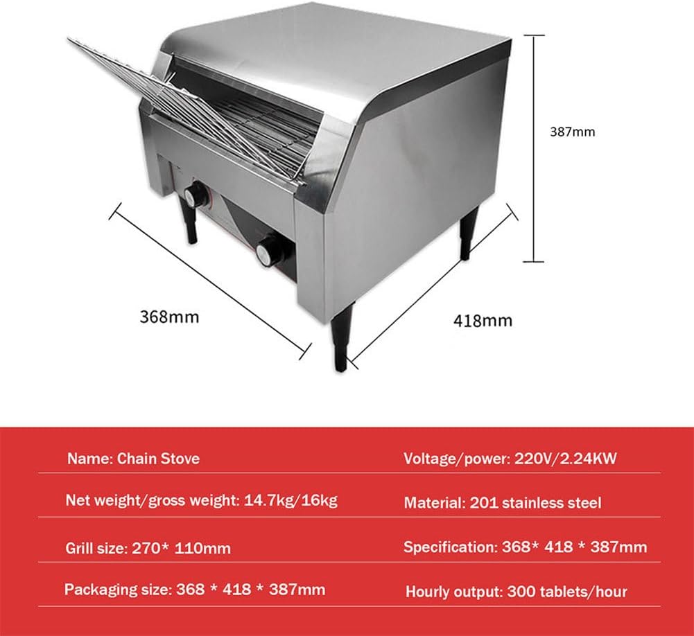 Commercial Conveyor Toaster, Commercial Toaster Conveyor Electric Stainless Steel Restaurant Toaster Oven for Bagel Burgers Bun Bread Heavy Duty Industrial Conveyor Toasters,300Slices/Hour
