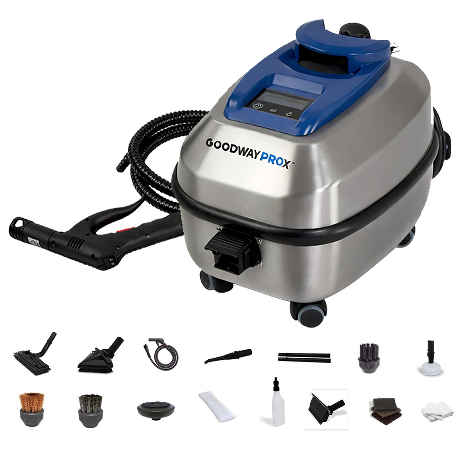 Goodway Portable Dry Steam Cleaner 1650W Commercial Steam Cleaner with Stainless Steel Boiler 1 3-gallon 5 liters water