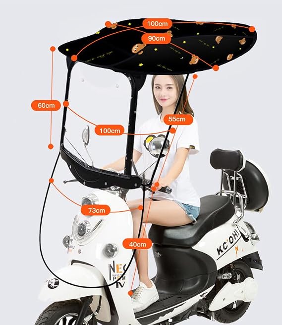 Motorcycle Umbrella Electric Motorcycle Sunshade Cover, Electric Bike Umbrella Outdoor Windproof Sunshade Cover Motorcycle Umbrella Electric Scooter Umbrella for Rain,E (Color : A)