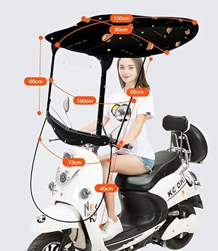 Motorcycle Umbrella Electric Motorcycle Sunshade Cover, Electric Bike Umbrella Outdoor Windproof Sunshade Cover Motorcycle Umbrella Electric Scooter Umbrella for Rain,E (Color : A)