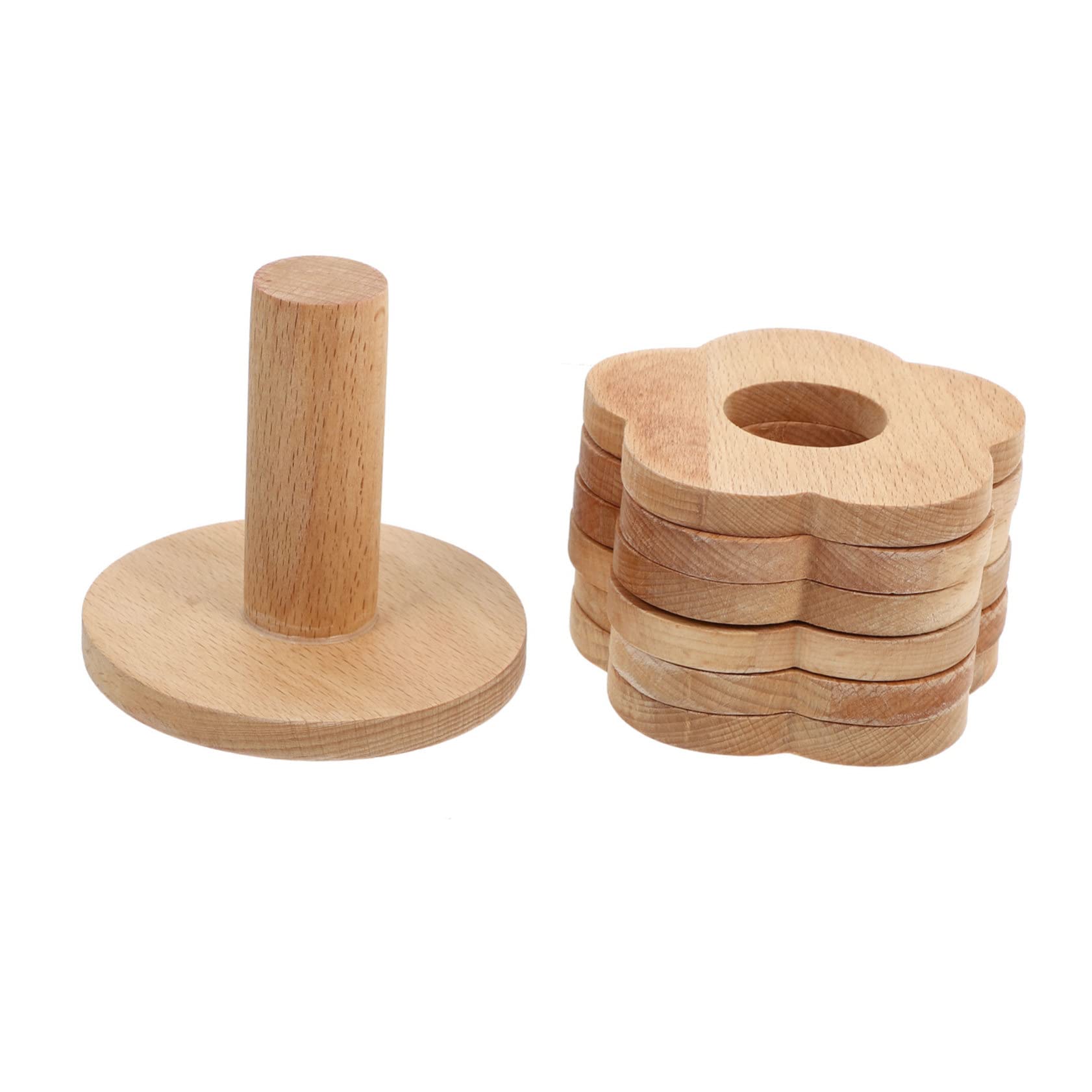 Posavasos de Madera 7 Piezas Forma de Flor Color Khaki
