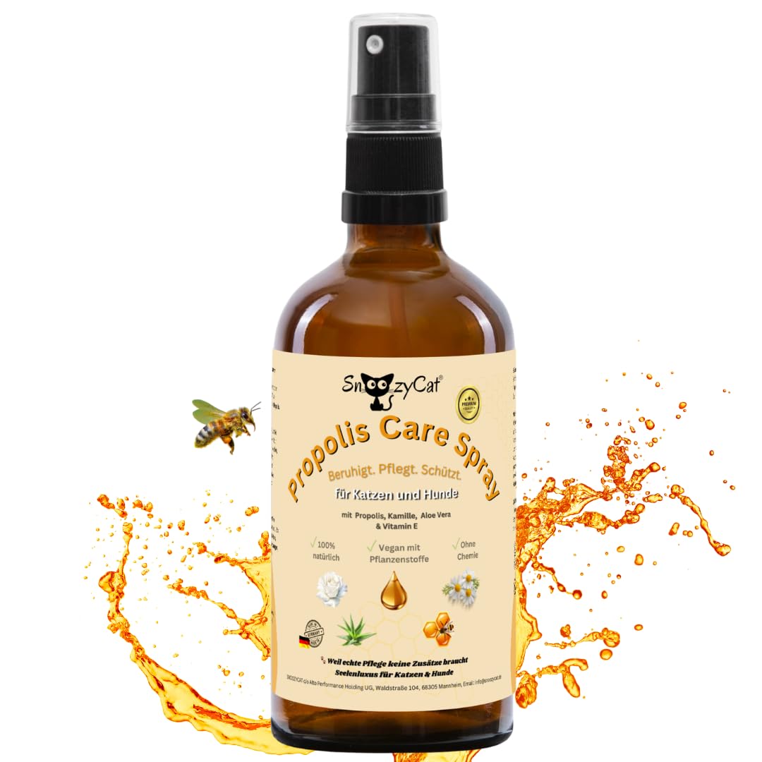Spray propolis chats et chiens formule anti-fuite et sans alcool pour apaiser les zones sensibles