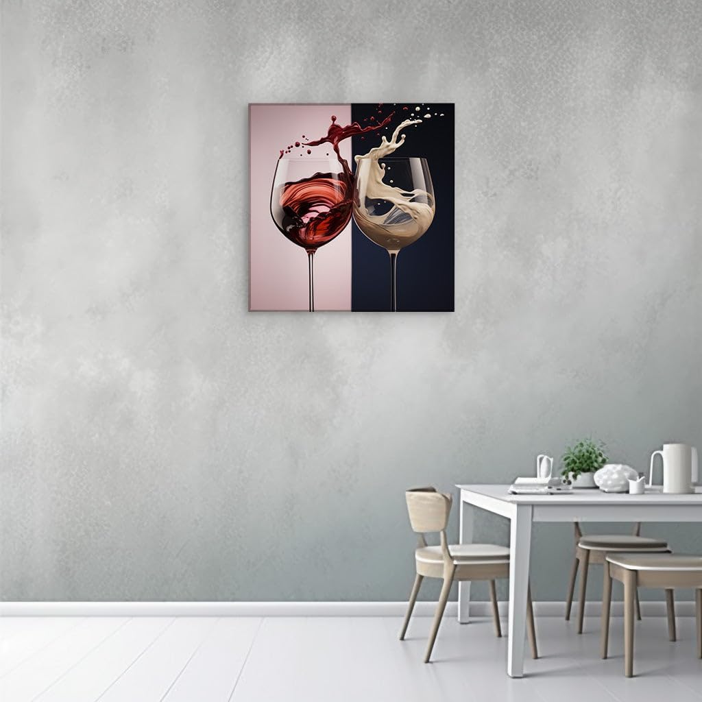 Canvas for Living room. Uncorking Contrast: A Dynamic Display of Red and White Delights, 27 x 18 inch Canvas Wall Art - Abstract By Atmosphere - Modern Home Decor - 69x46 cm (27x18 inch)