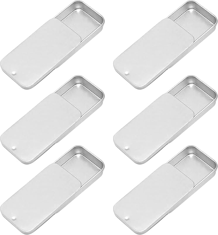diy supply Estojo retangular de metal com tampa deslizante, 7,08 g, Pacote com 6