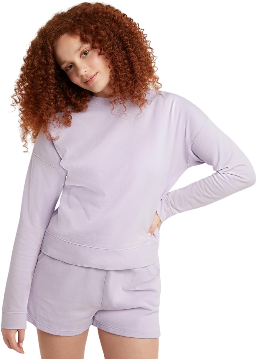 Hanes womens Originals Sweatshirt, Lightweight Fleece Sweatshirt for Women, Garment Dyed