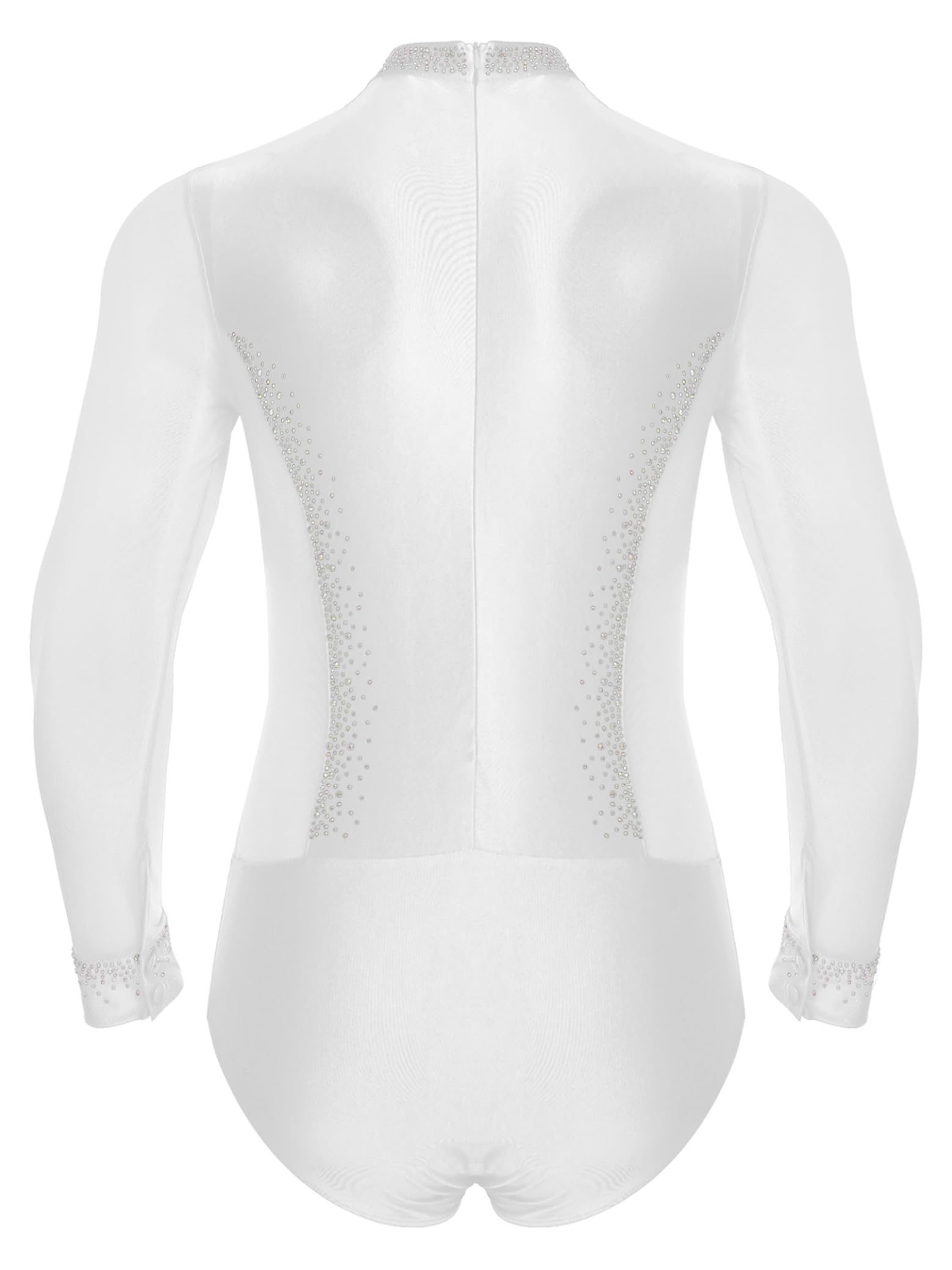 Traje de Patinaje Artístico para Hombres con Maillot de Danza y Pantalones Campana con Flecos Traje Baile de Salón Latín Jazz Tango Salsa Rumba Cha-Cha