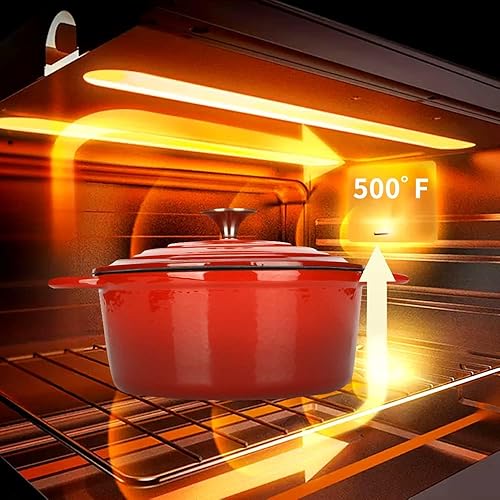 Miniatura 83 de Cacerola de hierro fundido COOKWIN, 3.8 QT, Sartén de hierro fundido con tapa y asas dobles, olla de superficie esmaltada de porcelana, Verde azulado