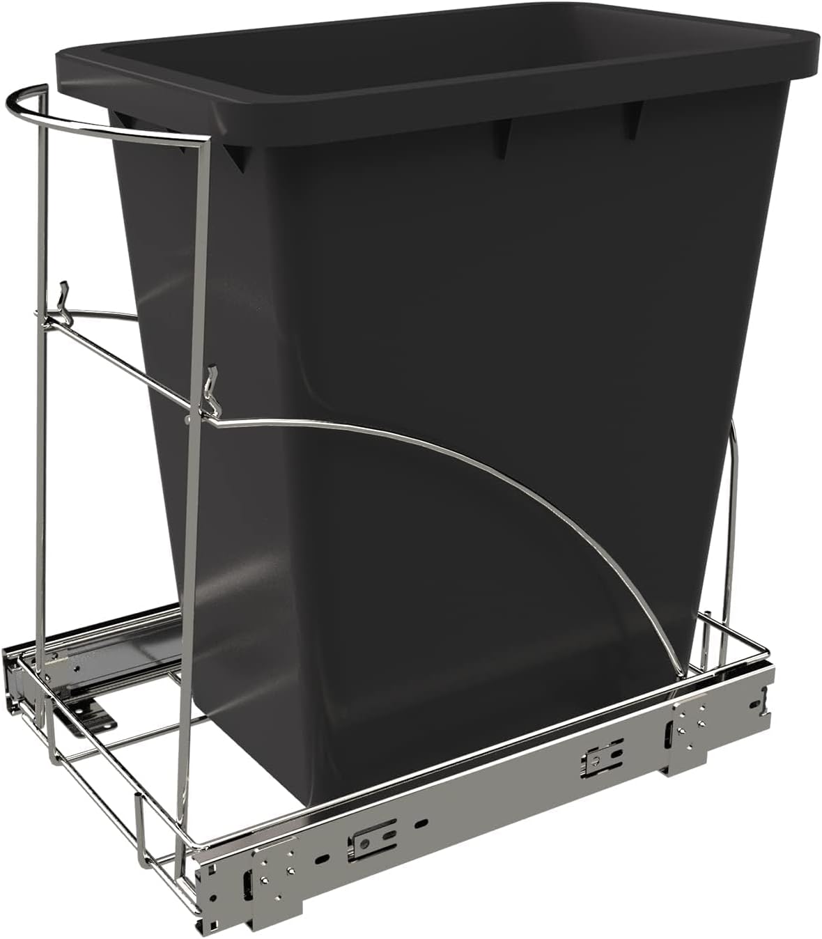 Pull Out Trash Can Under Cabinet & Under Sink - Heavy Duty Sliding Adjustable Cabinet Garbage Can Organizer, Requires Minimum Cabinets Opening 13" W X 18" D,Chrome Finish (Waste Bin Not Included)
