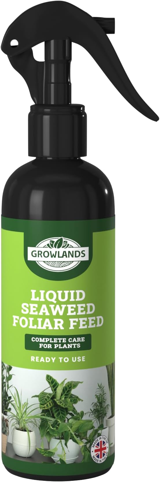 Growlands Seaweed Foilar Feed - 300 ml - Organic Indoor Plant Liquid Spray Fertilizer - Designed for Houseplants - Ready to Use Mist Spray - Promotes Growth and Health