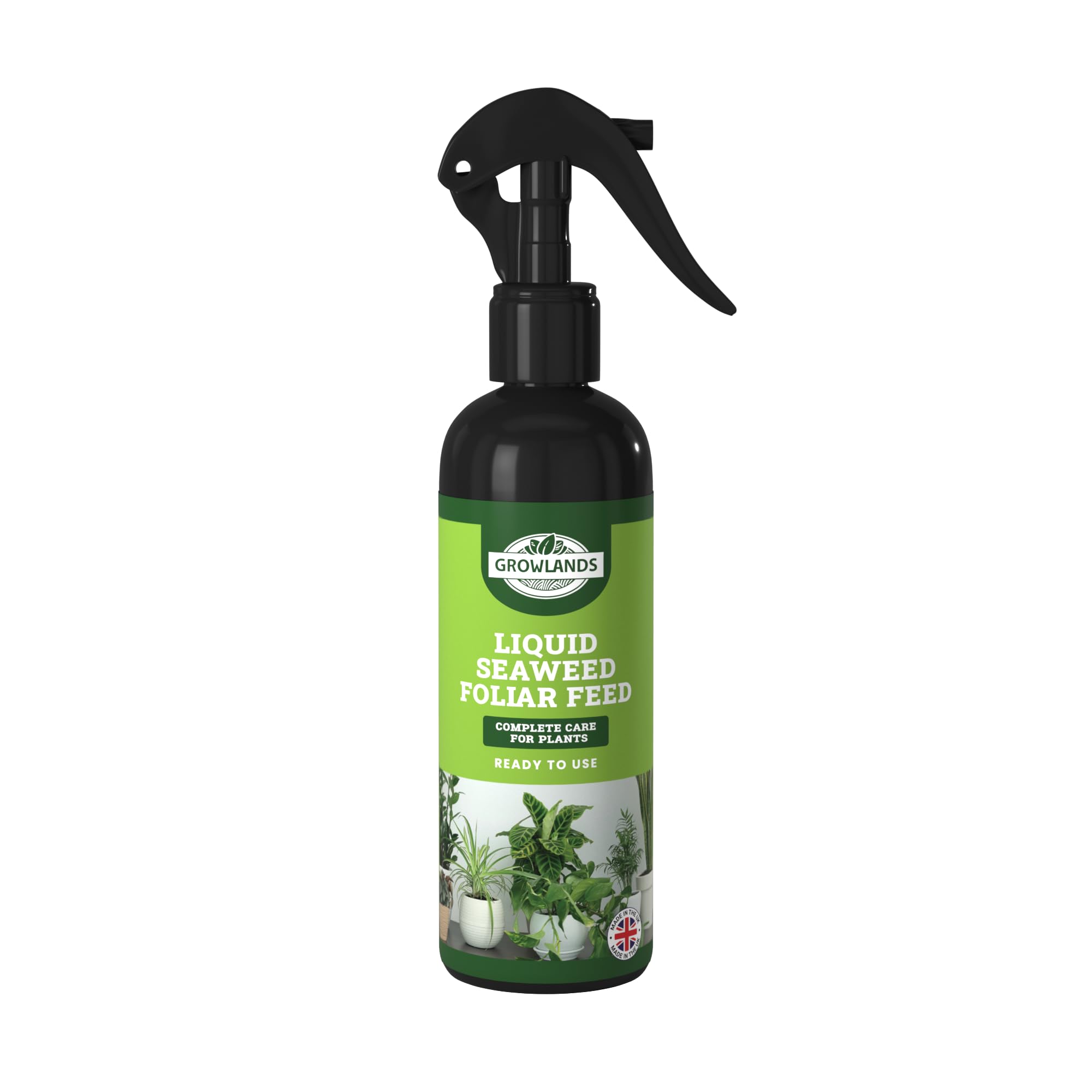 Growlands Seaweed Foilar Feed - 300 ml - Organic Indoor Plant Liquid Spray Fertilizer - Designed for Houseplants - Ready to Use Mist Spray - Promotes Growth and Health