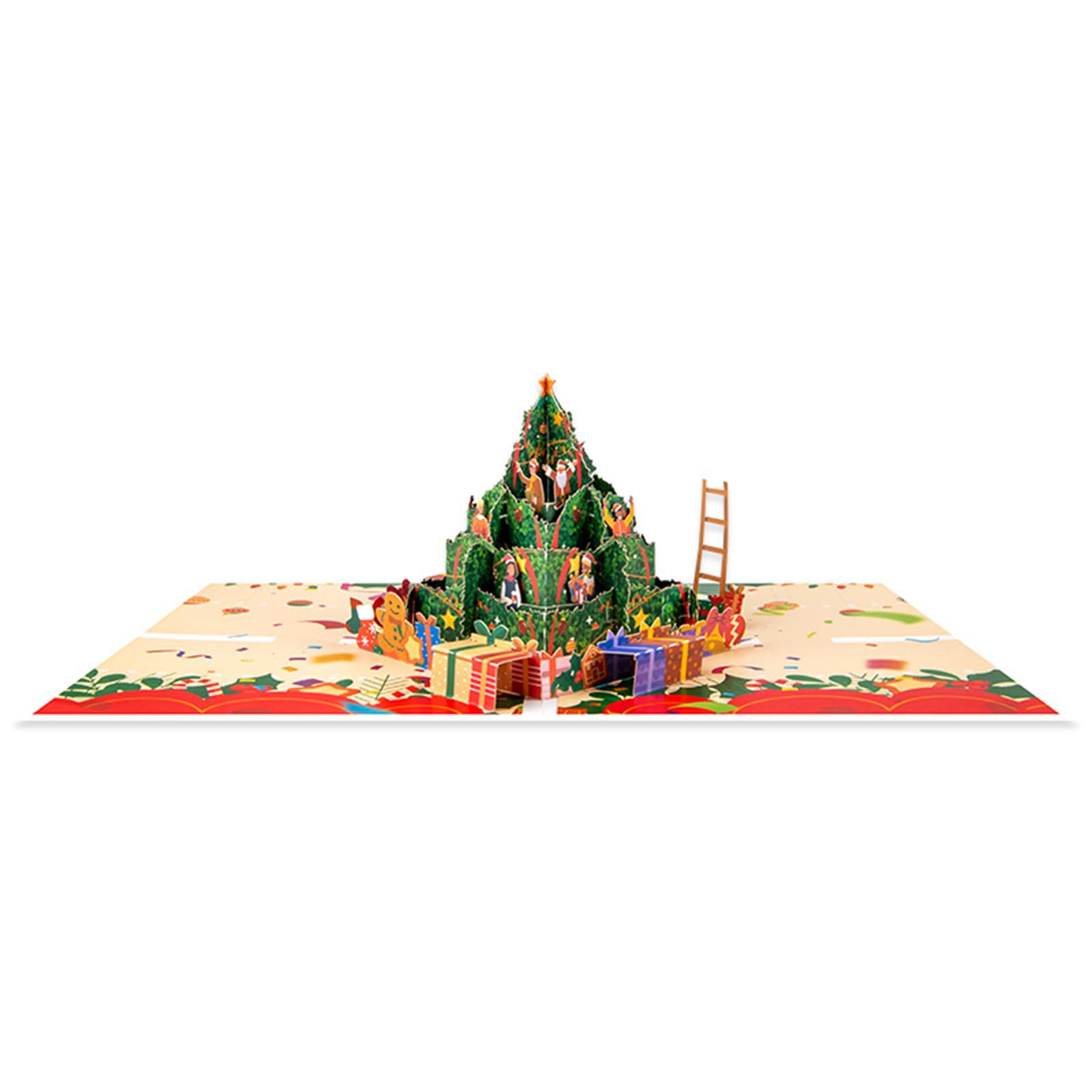 Buxuaaaa Christmas Tree Theme Popup 3D Greeting Card Festival Gifts Postcard Surprise Card for Holidays Celebration Festives Party Supplies