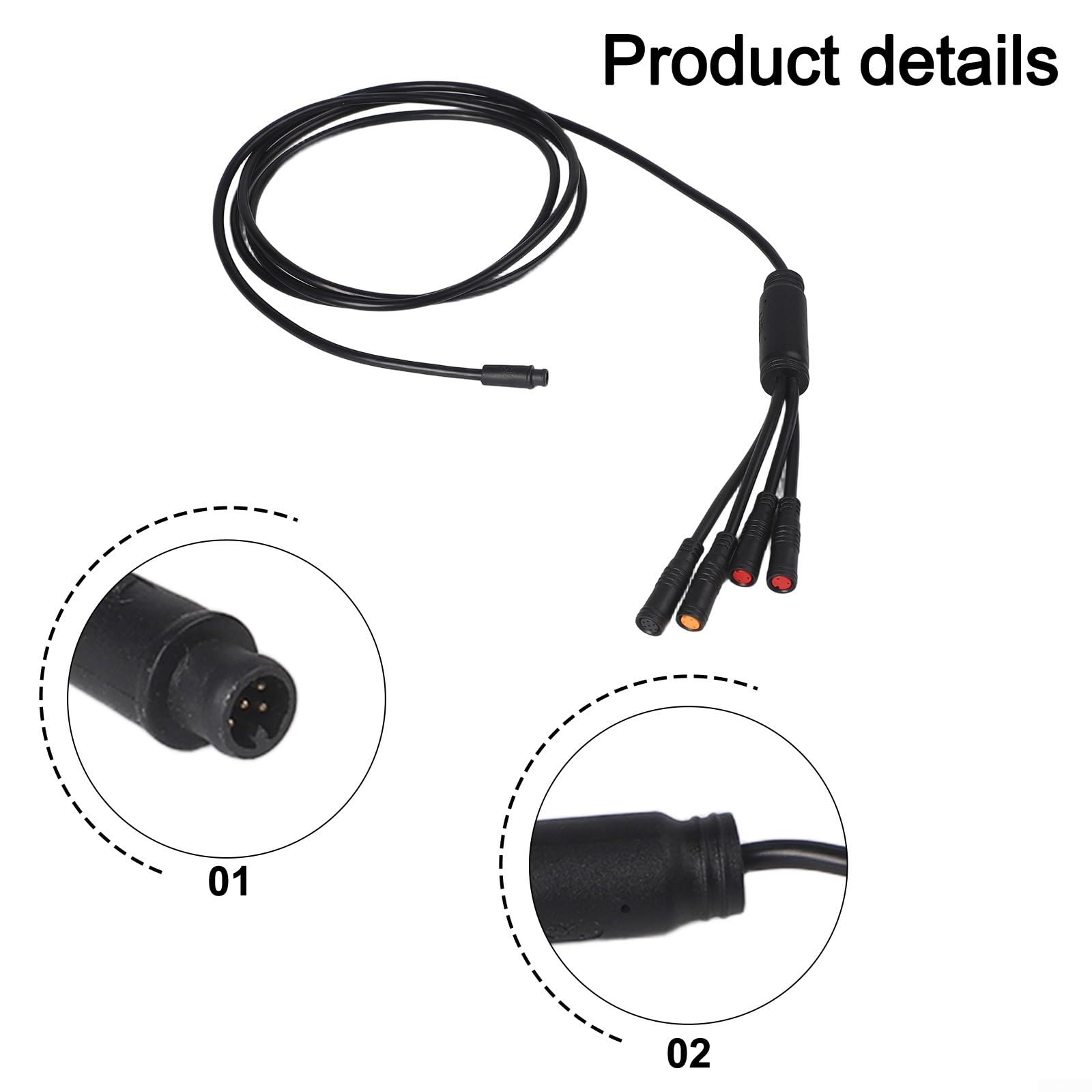 Câble de trottinette électrique pour 901 Display Controller Ligne de connexion Instrument Faisceau de câblage PVC 6 broches pour modèles 1T3/1T4/1T5, noir, 1,3 à 1,8 m (1T4 1,45 m)