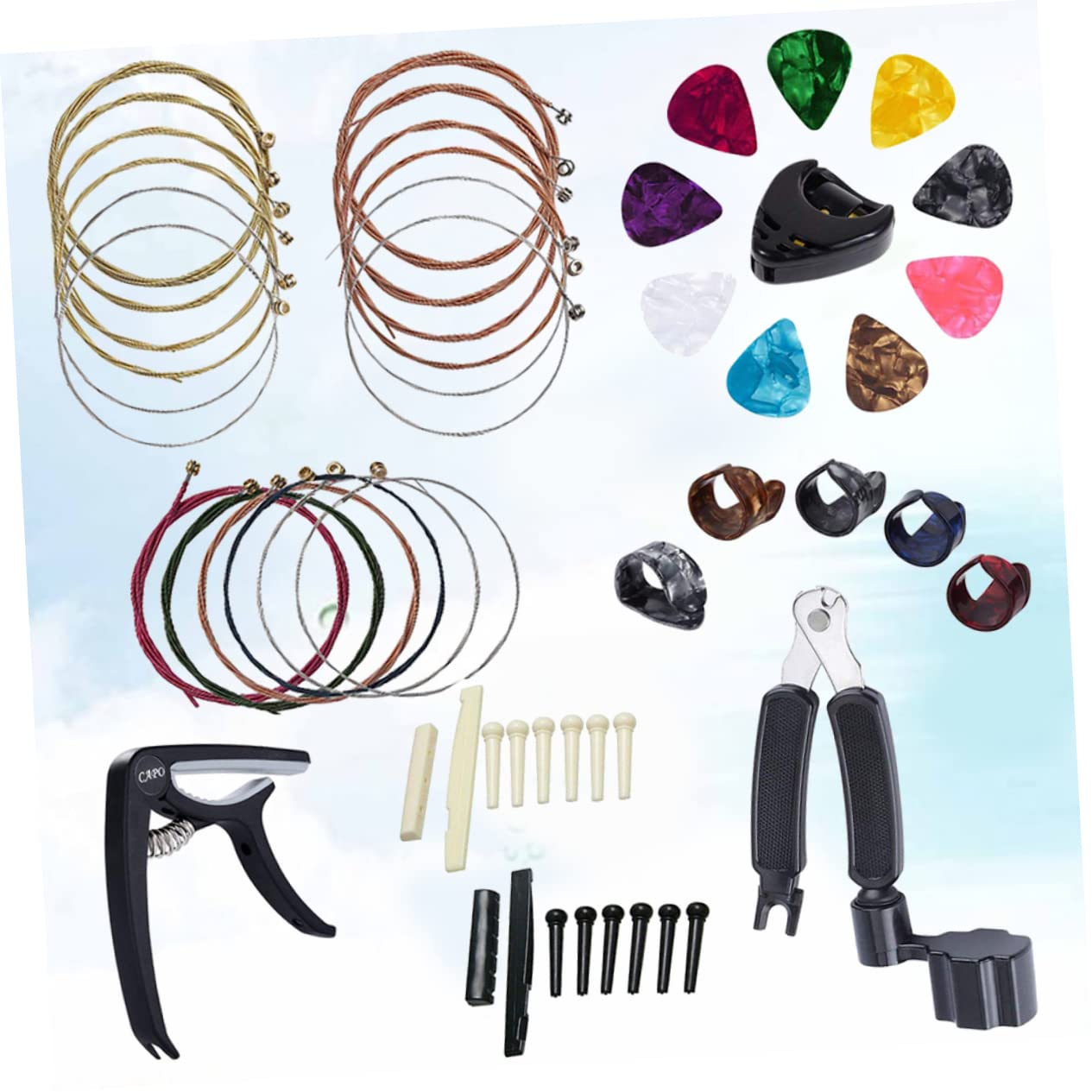 3 Stück Schnur Gitarren-Brückenmutter-Sattel-Kit gitarren capo gitarren-kapodaster Austauschbare Gitarrensaiten Saitenwickler Gitarrensattel Gitarrenwirbelwickler werkzeug Plektrum Abaodam