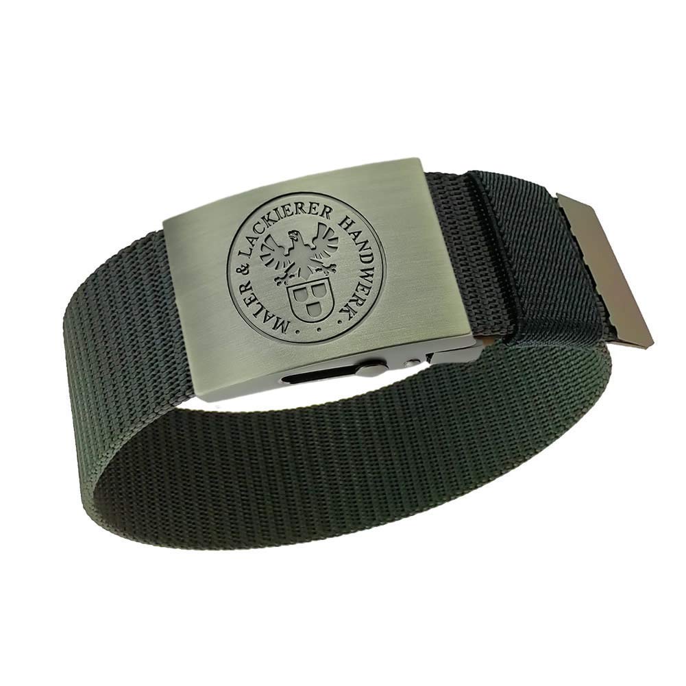 GravurManufakturBerlin Cinturón Para Pantalones Con Artesanía Y Signos De Cuero, Cinturón De Nailon, 4 Cm De Ancho, Longitud única Ajustable, Cuero Negro, Einheitsgröße