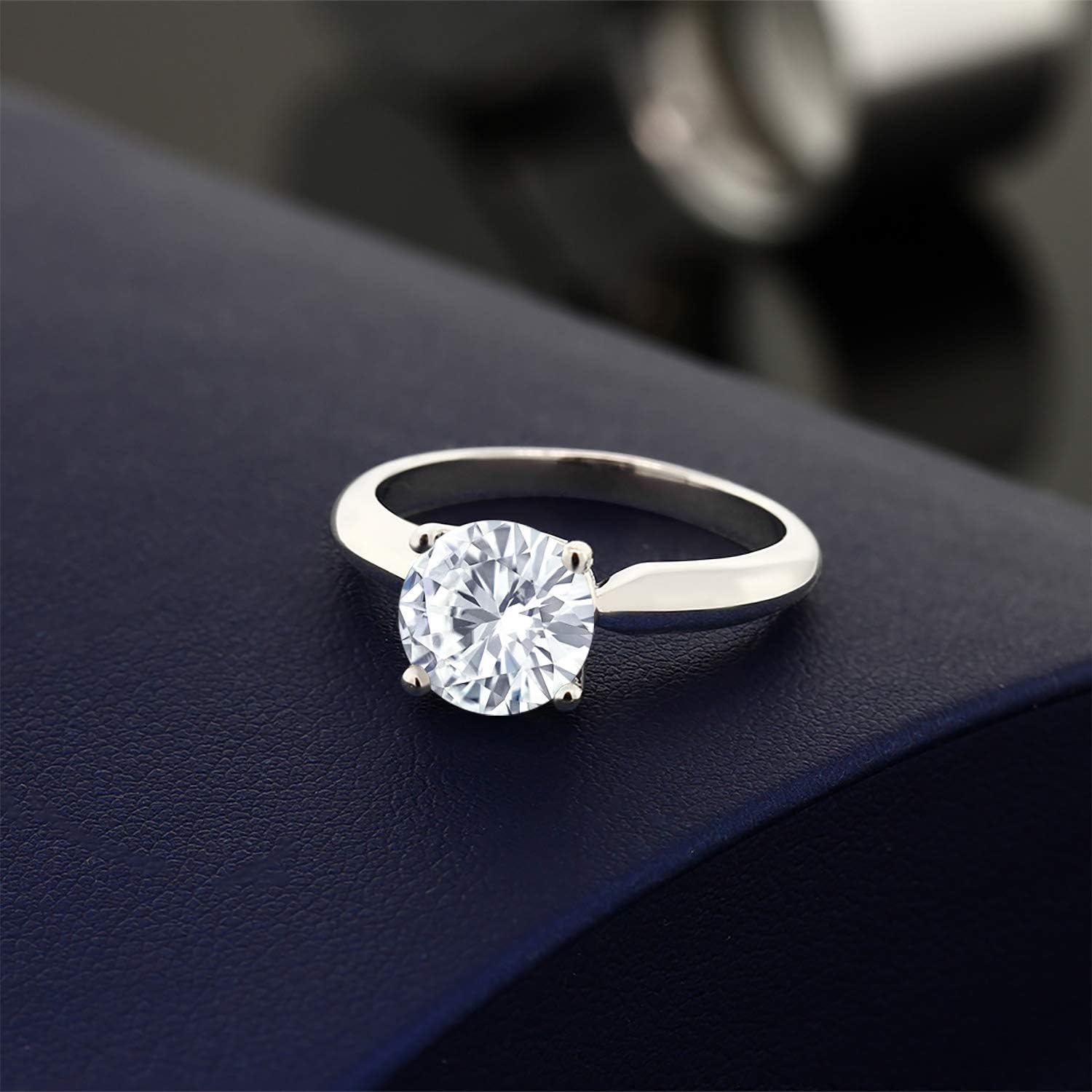 Gem Stone King 925 Sterling Silver Round 7MM Gemstone Birthstone Solitaire Engagement Ring | Wedding Engagement Anniversary Promise Ring For Women