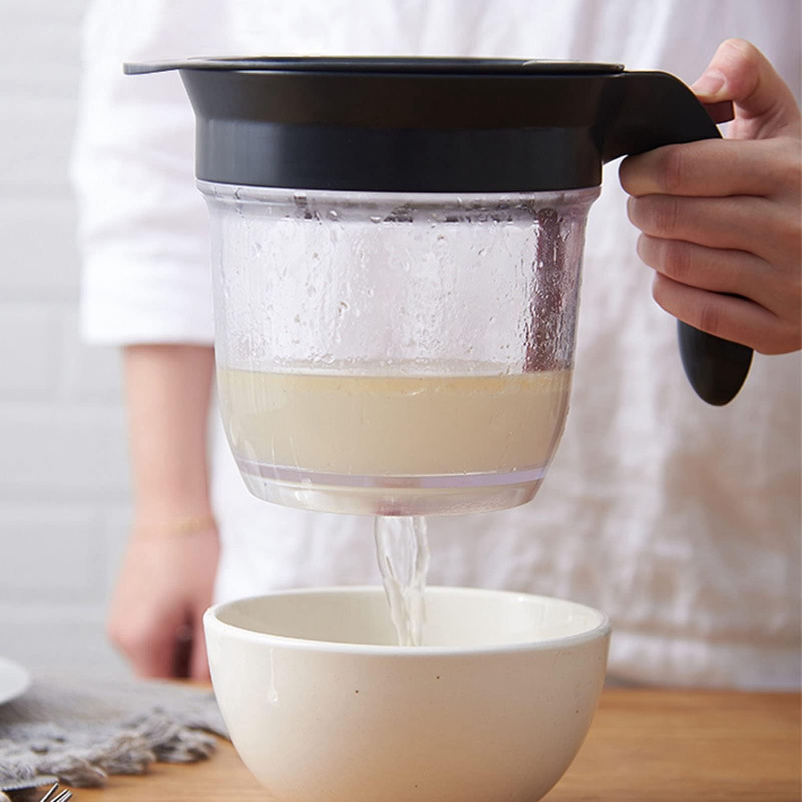 Separador de grasa de salsa con liberación inferior, separador de grasa de salsa, separador de grasa, separador de grasa para cocinar salsa, sopa, guiso, separador de aceite