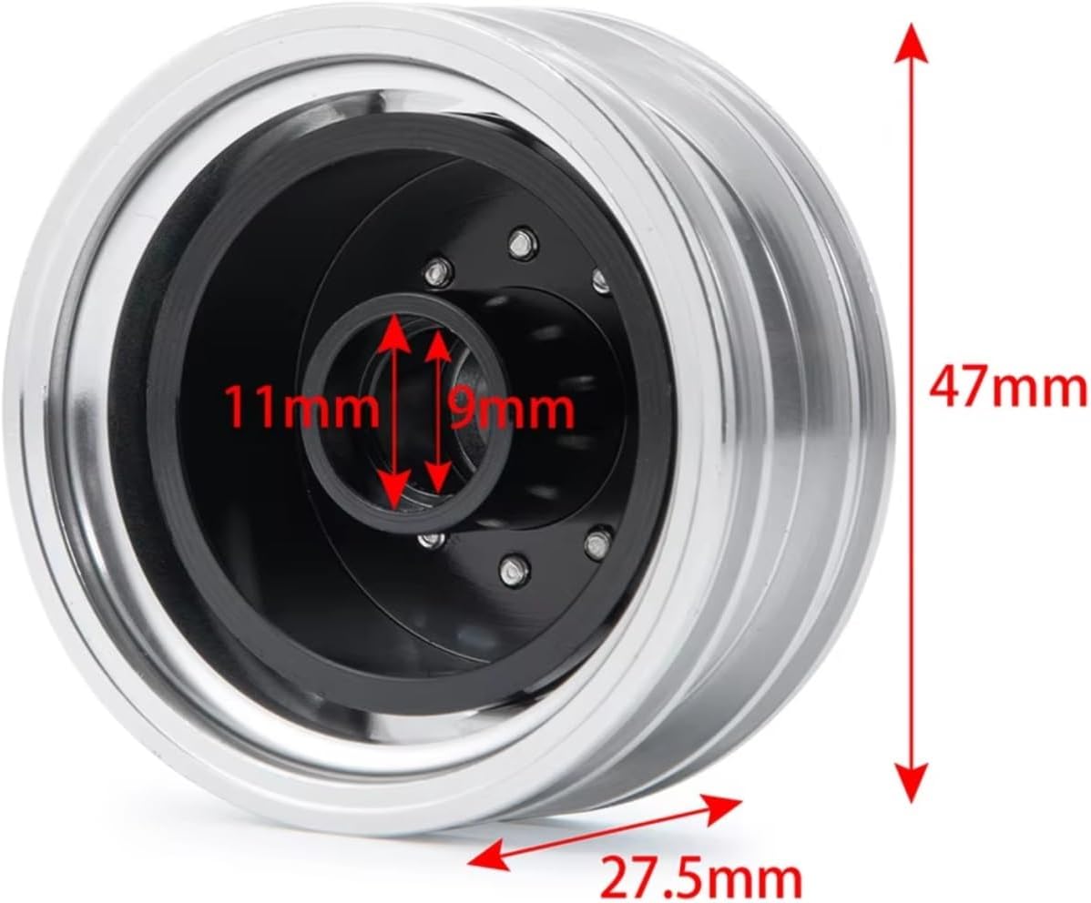 For Tamiya 1/14 アルミ合金製 フロントホイールリム 非電動ハブ 11mm ドライブホール RCカー トラック トラク