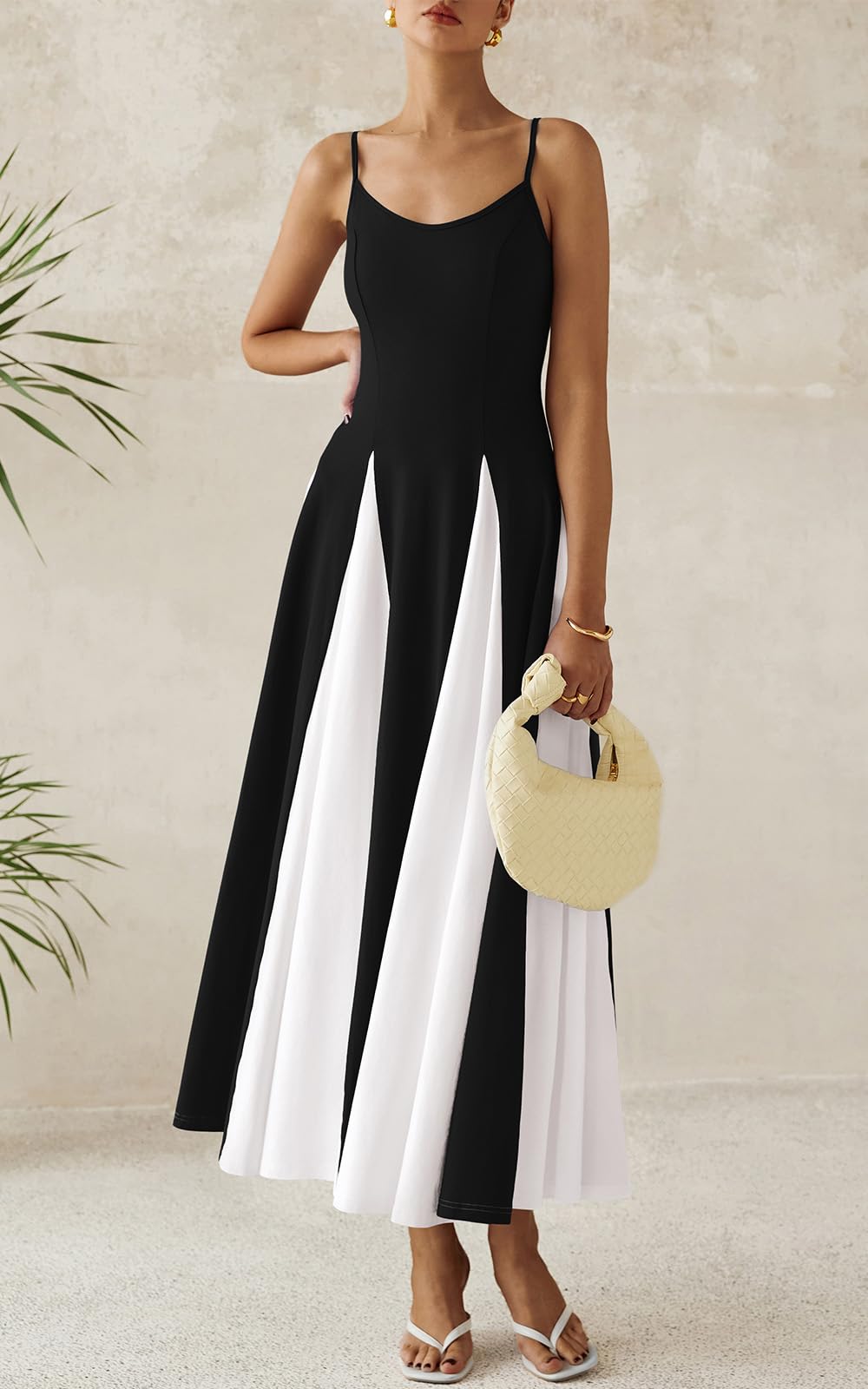 PRETTYGARDEN Abiti estivi senza schienale con spalline sottili per le donne 2025 Maxi abiti fluidi senza maniche Abito da sposa