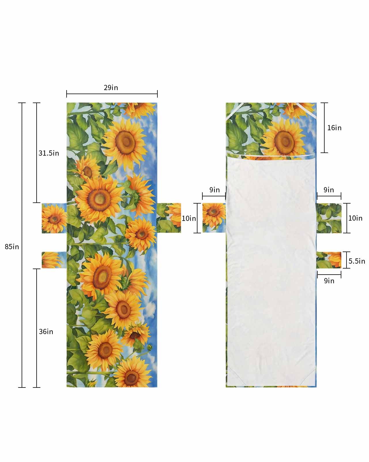 Sunflowers Beach Lounge Chair Towel Cover, Soft Chaise Lounge Towel with Side Pockets Patio Pool Chairs Cover for Beach/Pool Sunbathing 29x85 Watercolor Summer Flowers Botanical