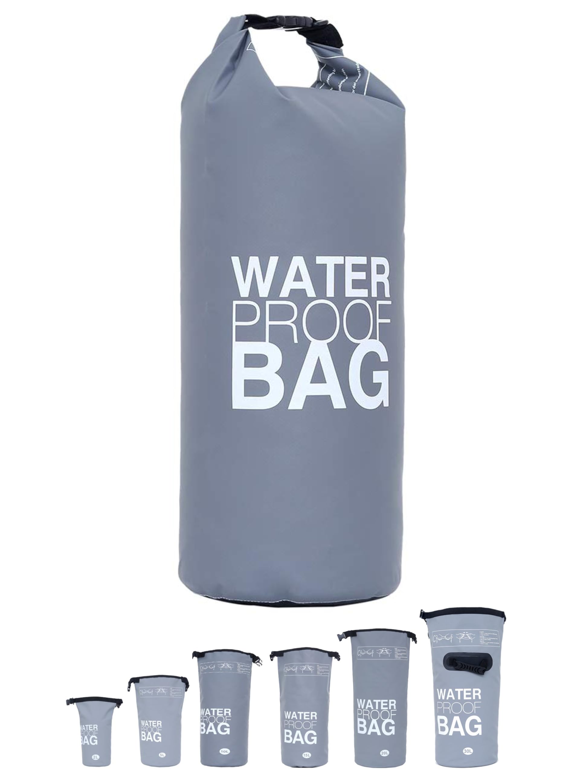 DonDon Dry Bag Borsa Impermeabile da 2l, 5l, 10l, 15l, 20l, 30l con Tracolla