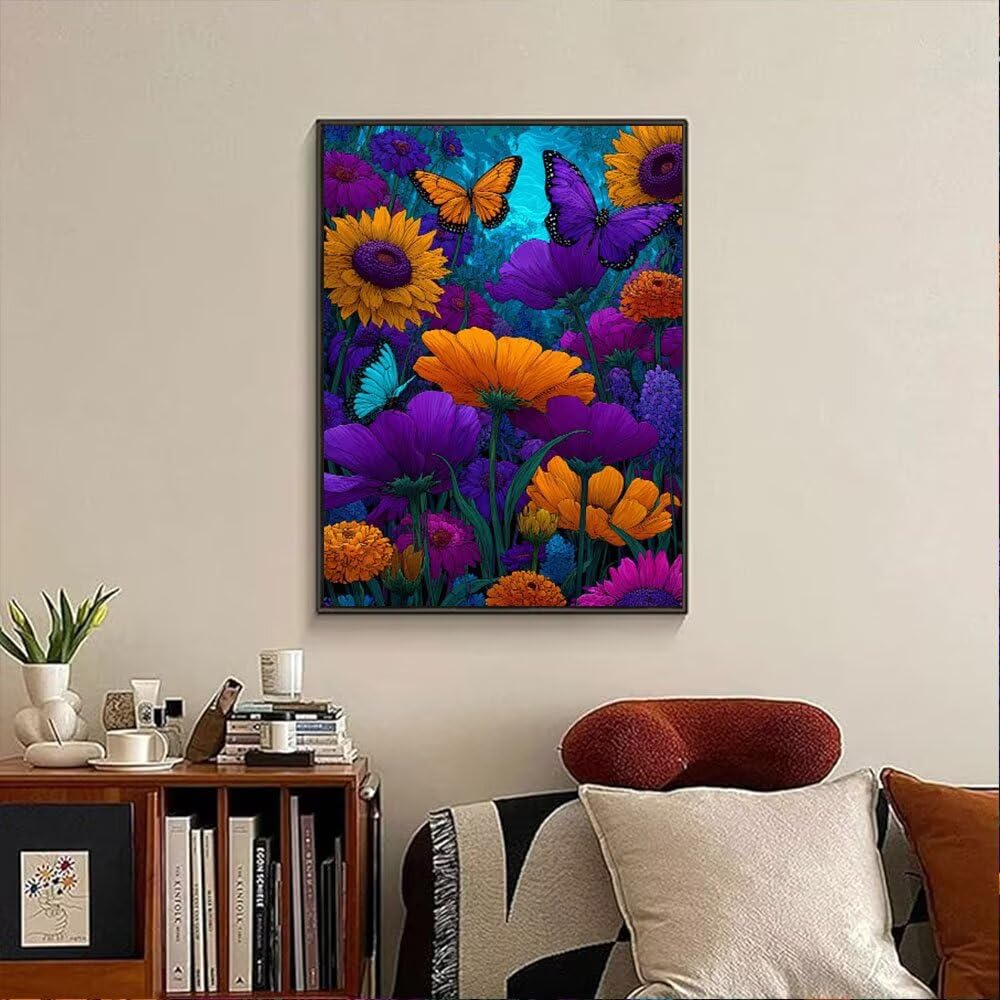 Motyl Kolor Kwiat Diament Malarstwo Zestawy Dla Dorosłych, 5D Okrągłe Diamenty Malarstwo Dzieci Malarstwo, Diamant Art Haft Cross Stitch Obrazy, Mozaika Sztuka Do Dekoracji Ściany 80x110cm HJ8610