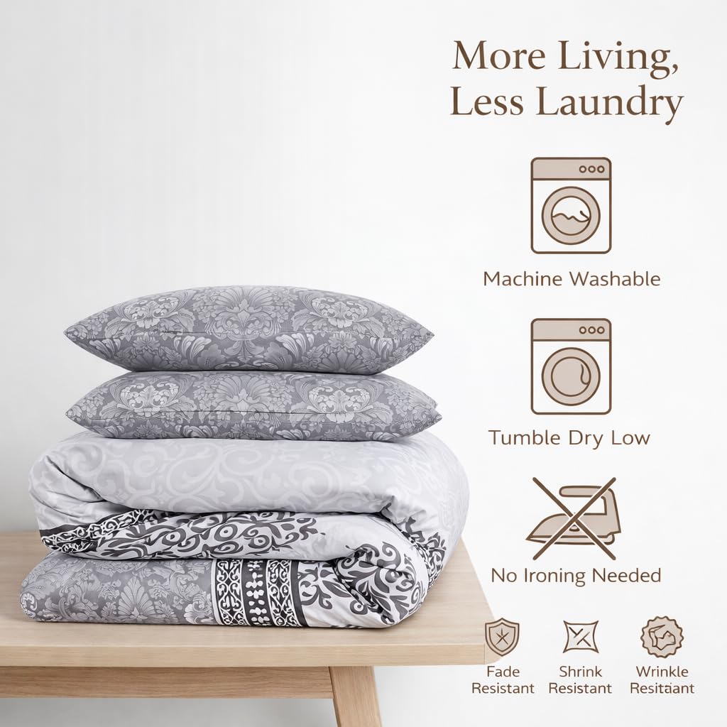 K&A® Luxury 4 Piece Duvet Set, Luna Grey, Super King - Image 8