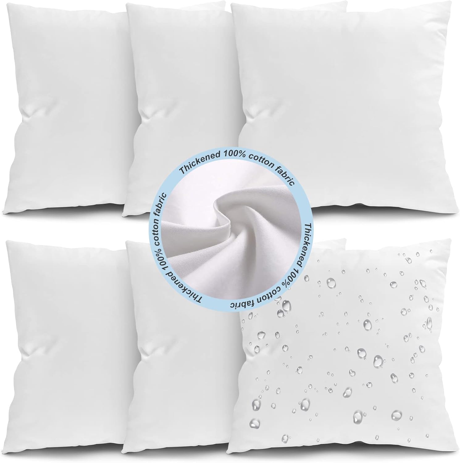 Fixwal 20x20 Inches Outdoor Pillow Inserts Set of 6