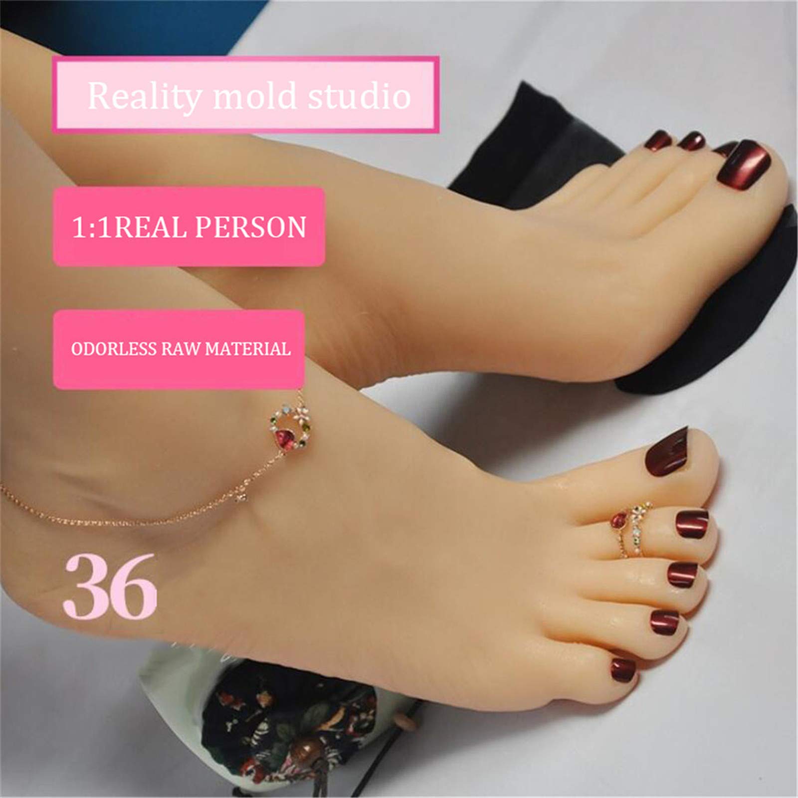 Mannequin Mannequin Füße, Aufwändiges Fußmodell, wunderschönes 36A-Fußdisplay - weiblicher Fußklon - realistische Textur-Schönheitsfußkopie,Right Foot