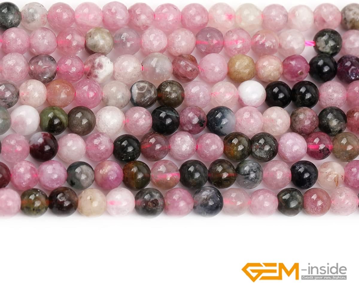 GEM-Inside Tourmaline Gemstone Loose Beads Natural 4mm Round Energy Stone Power Beads for Jewelry Making 15" - Image 5