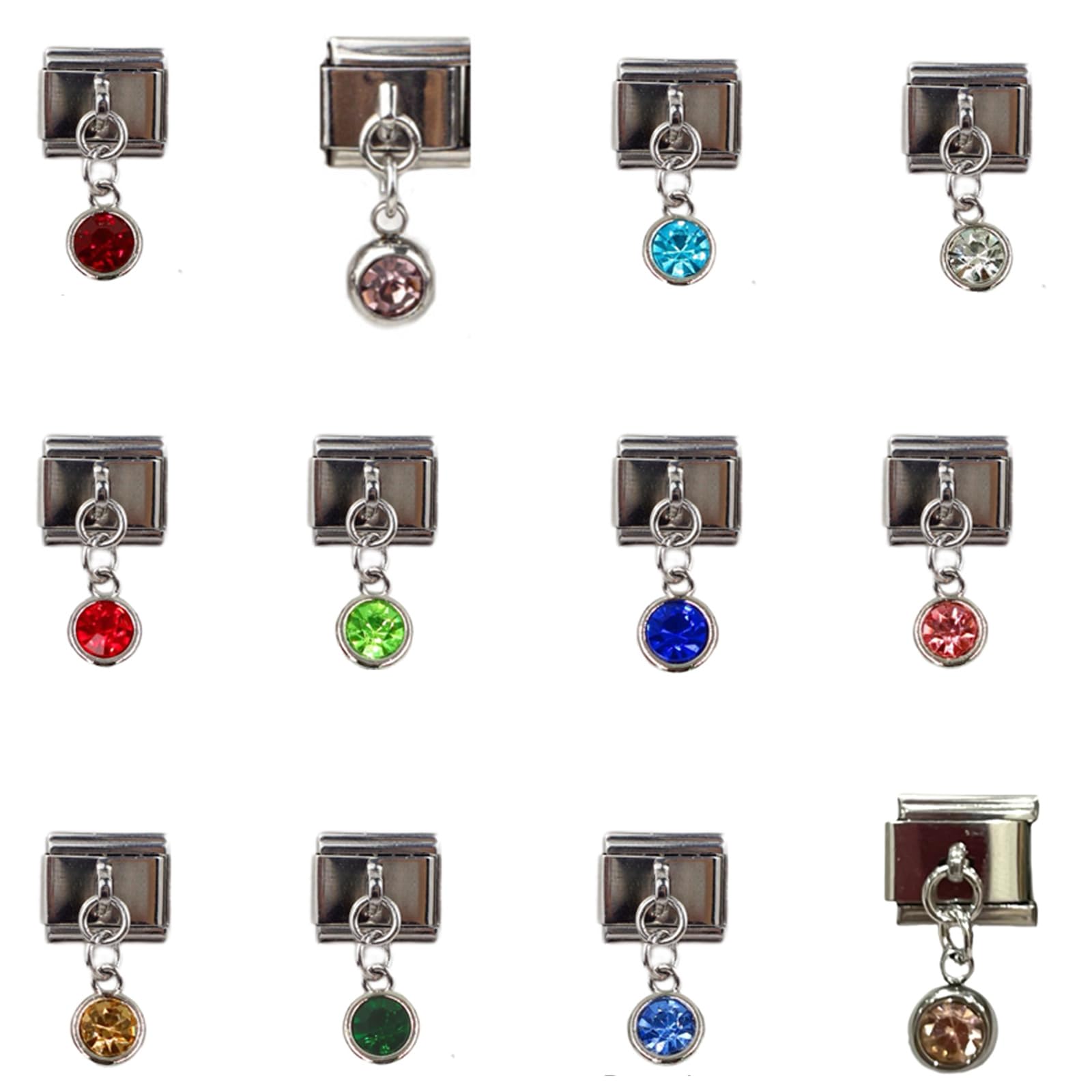Nihenhao Women's 1 To 12A 12 Pack Italian Charm Link Beads Stainless Steel Jewelry Finding Jewelry Accessories Suitable For Bracelet Making
