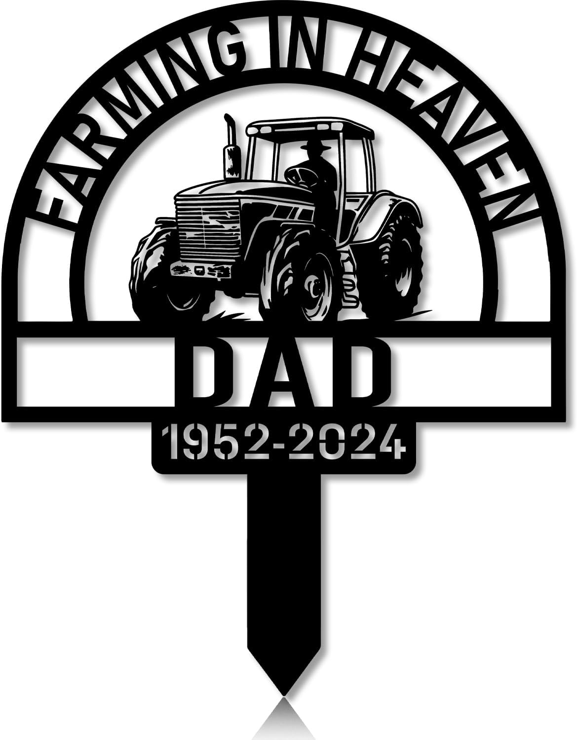 Personalized Farmer Grave Marker Farmer on Tractor Farming Heaven Field Farmer Memorial Garden Stake 8-24 inch Grandpa Dad Farmer Loss Gift Sympathy Gift Cemetary Decor (Style 26)