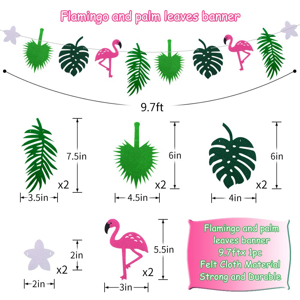 Set Decorazioni Festa Tropicale Hawaiana – 17 Pezzi Con Fenicottero, Ananas, Foglie Di Palma E Striscione