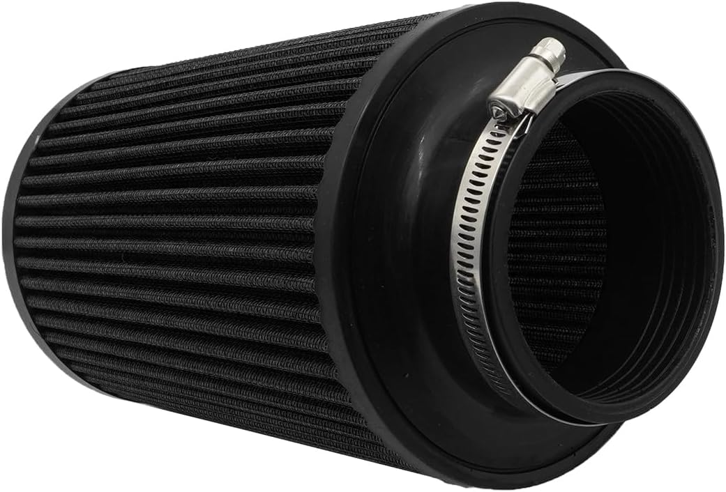 Filtro aria conico universale 76 mm, 89 mm, 101 mm, ad alte prestazioni, ingresso aria, cono rotondo, filtro aria detergente per auto da corsa, sport, 3 misure in 1 (nero-grigio)