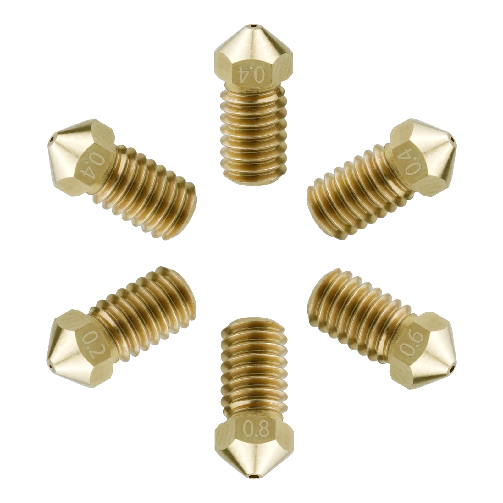 6pcs 0.2+0.4+0.6+0.8mm for Bambu a1 Brass Nozzles,Upgrade 500℃ High Temperature Wear-Ristant Removable Hardened Steel Brass Nozzle for Bambu Lab A1Mini 3D Printer Hotend-image-22