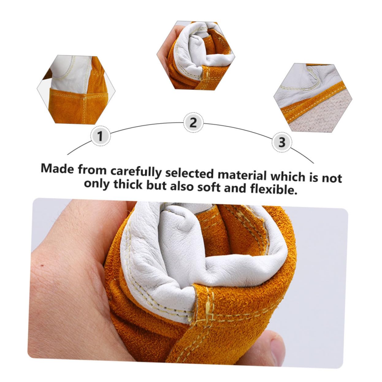 1par Guantes De Jardinería De Piel De Oveja y Vacuno Ajustables y Resistentes Protección Laboral Para Uso Exteriores Talla