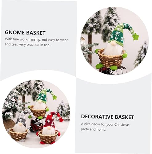 Miniatura 7 de Cesta de dulces de Navidad Adornos de gnomos de Papá Noel Cesta de pan de Navidad Plato de caramelo de Navidad Decoración de Navidad Contenedor de