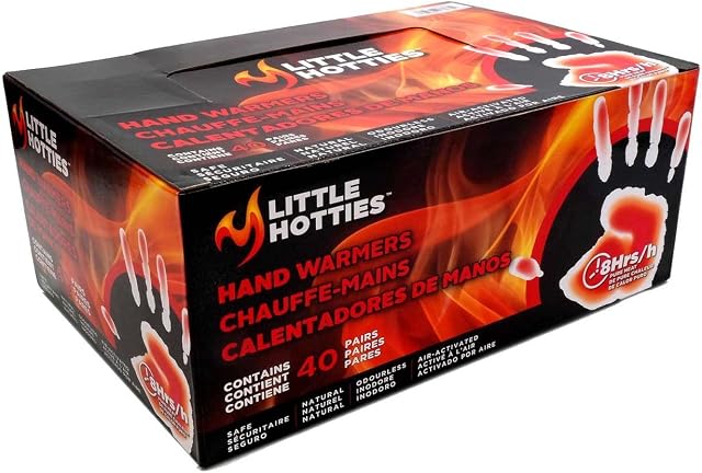 Little Hotties Hand Warmers Disposable, Up To 8 Hours Of Natural Heat, Ideal For Outdoor Winter Activities, Black, Pack of 40
