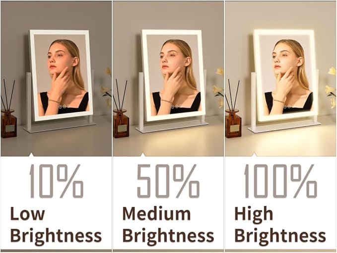 Espejo de Maquillaje con Luz LED, 3 Modos, Control Táctil, 16.7"x13.2" miniatura 4