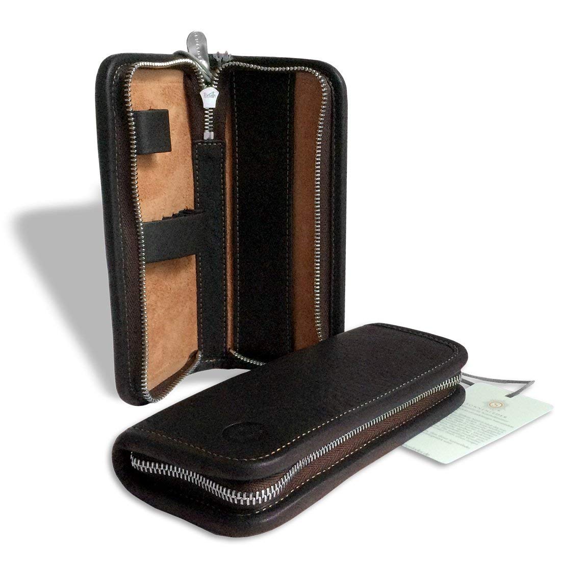 Sonnenleder "Sombart" High Quality Leather Multipurpose Pencil Case, Color: Mocca, Genuine Leather * Made in Germany