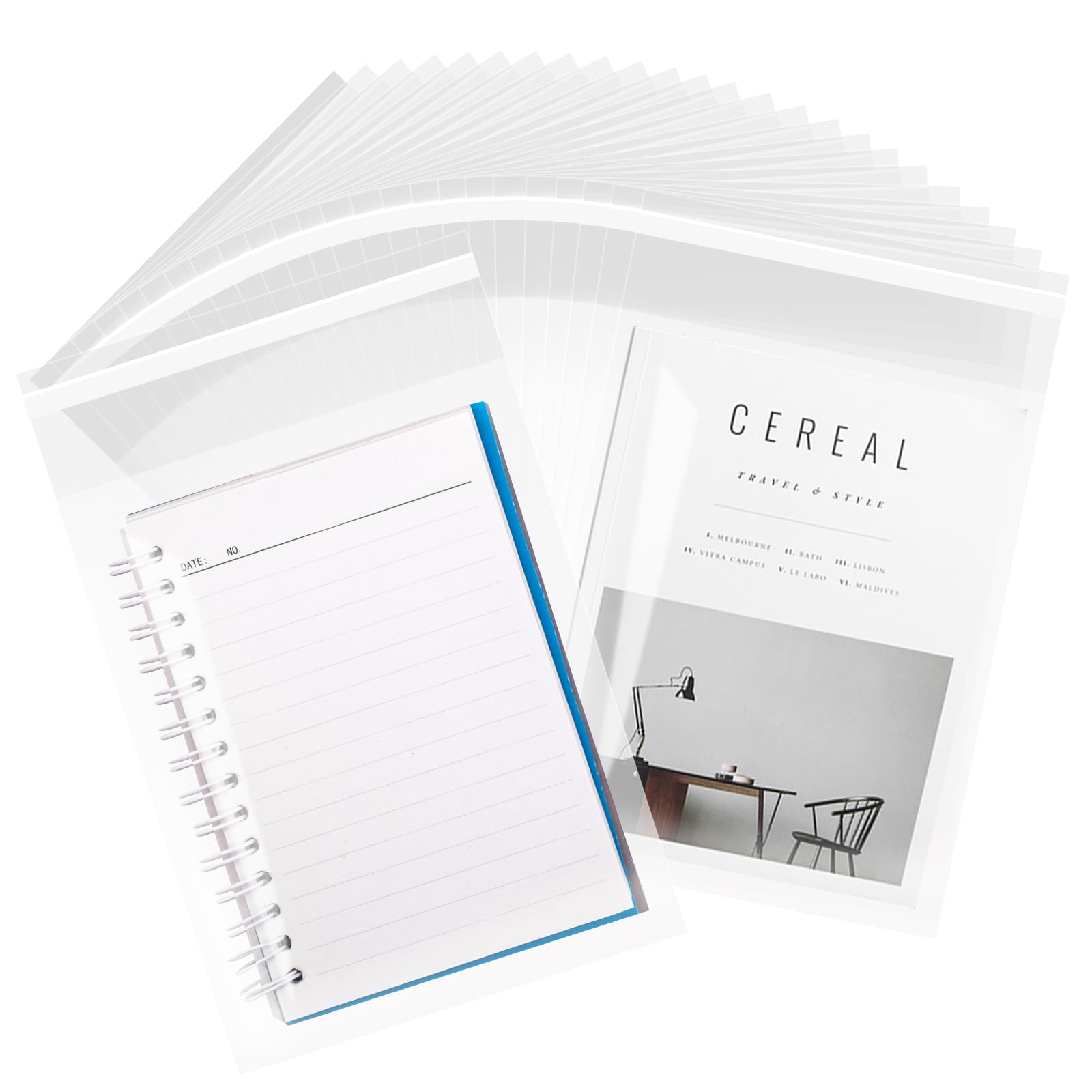 100 pcs 8-1/2'' x 10-1/2'' Cellophane Bags self adhensive, Crystal Clear plastic Sleeves Storage Bags Gift bags for 8x10in Art Prints，Images，Photo Frames Mats Treat Bags Candy Bags