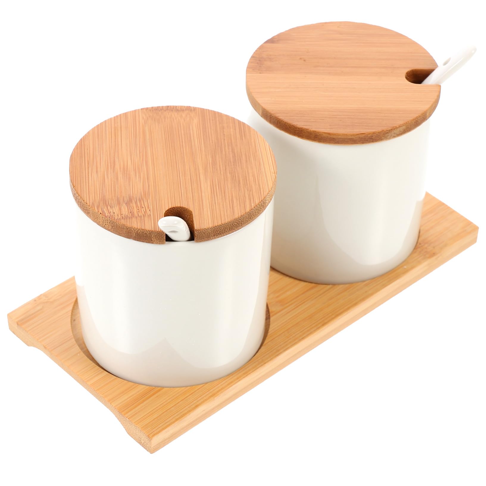 Ciieeo Set di Barattoli Apribile una Mano Resistente ad Alte Temperature in Ceramica Bianca per Spezie per Cucina e Uso Domestico